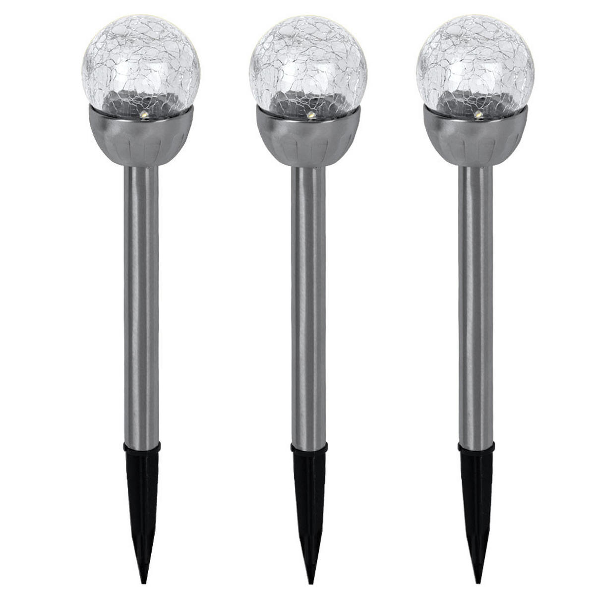 LED AUSSENLEUCHTE Edelstahl Silber 3er Set - Silberfarben, Metall (6/6/24.5cm)