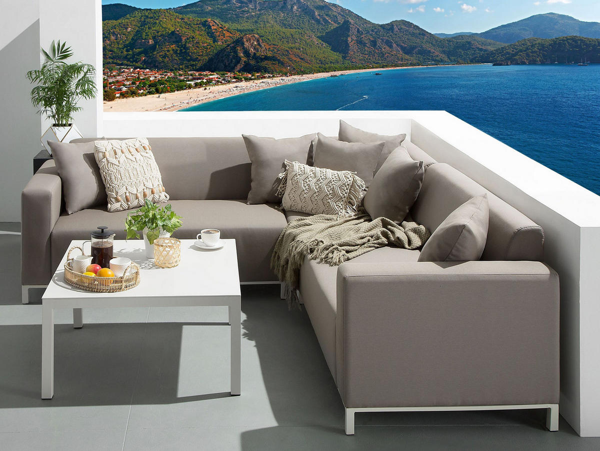LOUNGE SET 5-Sitzer cremeweiß rechtsseitig modular Belize - Creme, Textil - Beliani