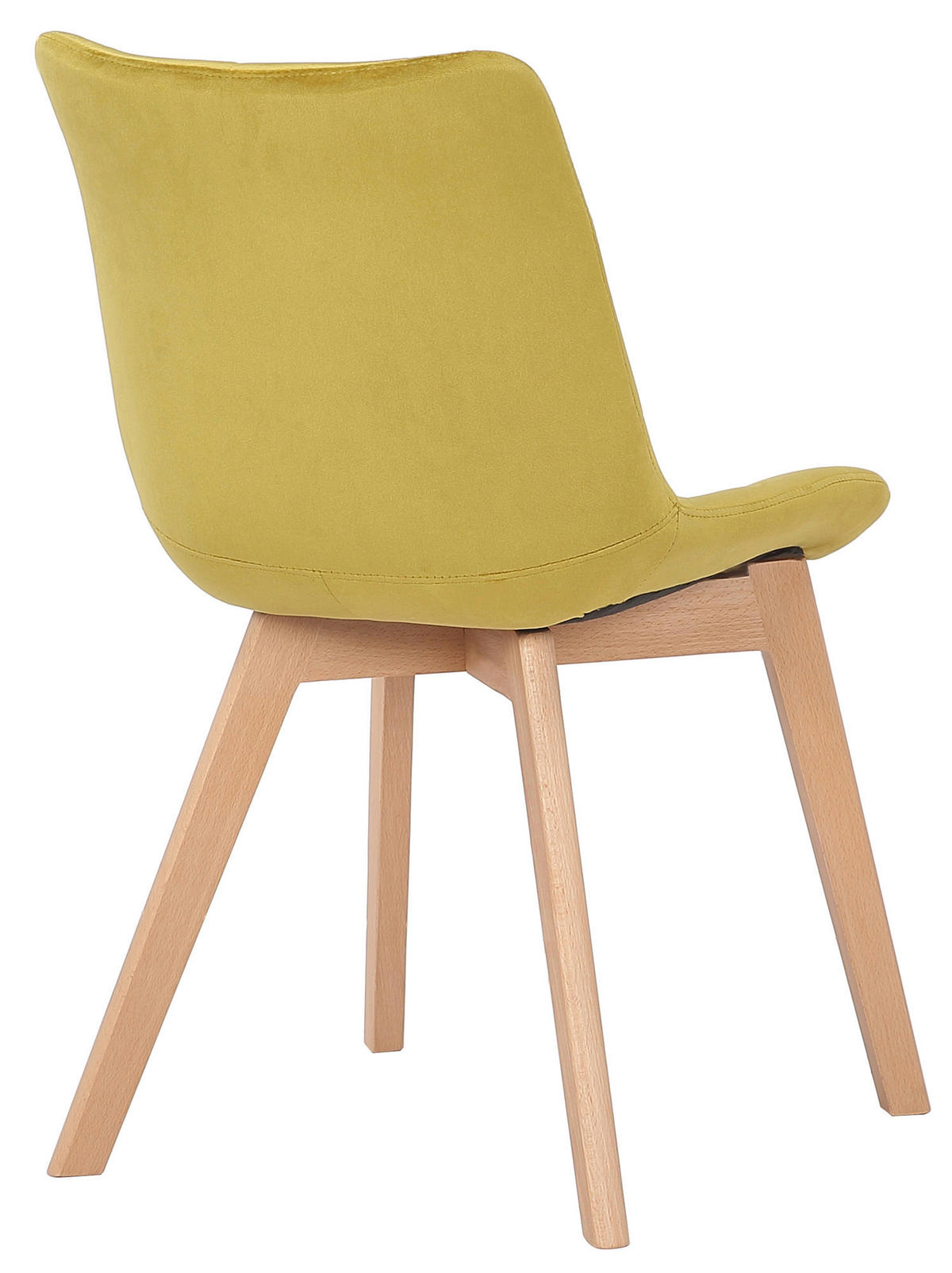 STUHL Samt Gelb - Eukalyptusholzfarben/Gelb, Holz/Textil (46/82/61cm) - CLP