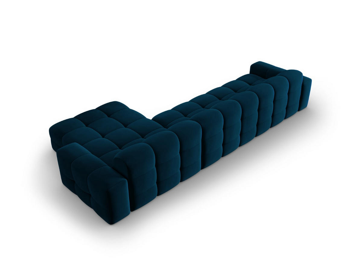 ECKSOFA rechts Kendal aus Samt marineblau 5 Sitzplätze - Blau, Textil (173/357cm) - Micadoni
