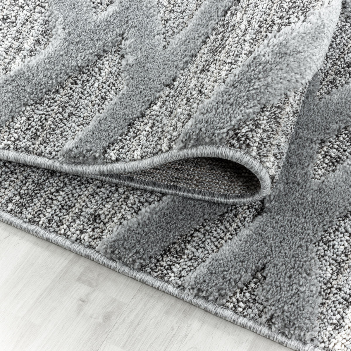 TEPPICH Hochflor Hoch-Tief Boho-Muster Polypropylen Wohnzimmer Grau Rechteckig 200x290 - Grau, Textil (200/290cm) - KADIMA DESIGN