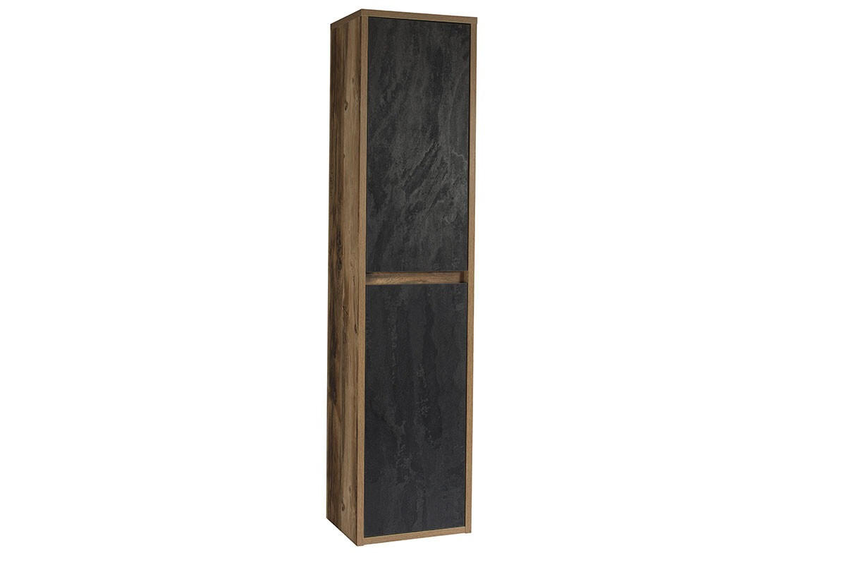 BADMÖBEL-SET 4 Teile - Hampton H BM10 - in Huton Oak / Dark Concrete - Dunkelgrau, Holz (100/170/46cm)