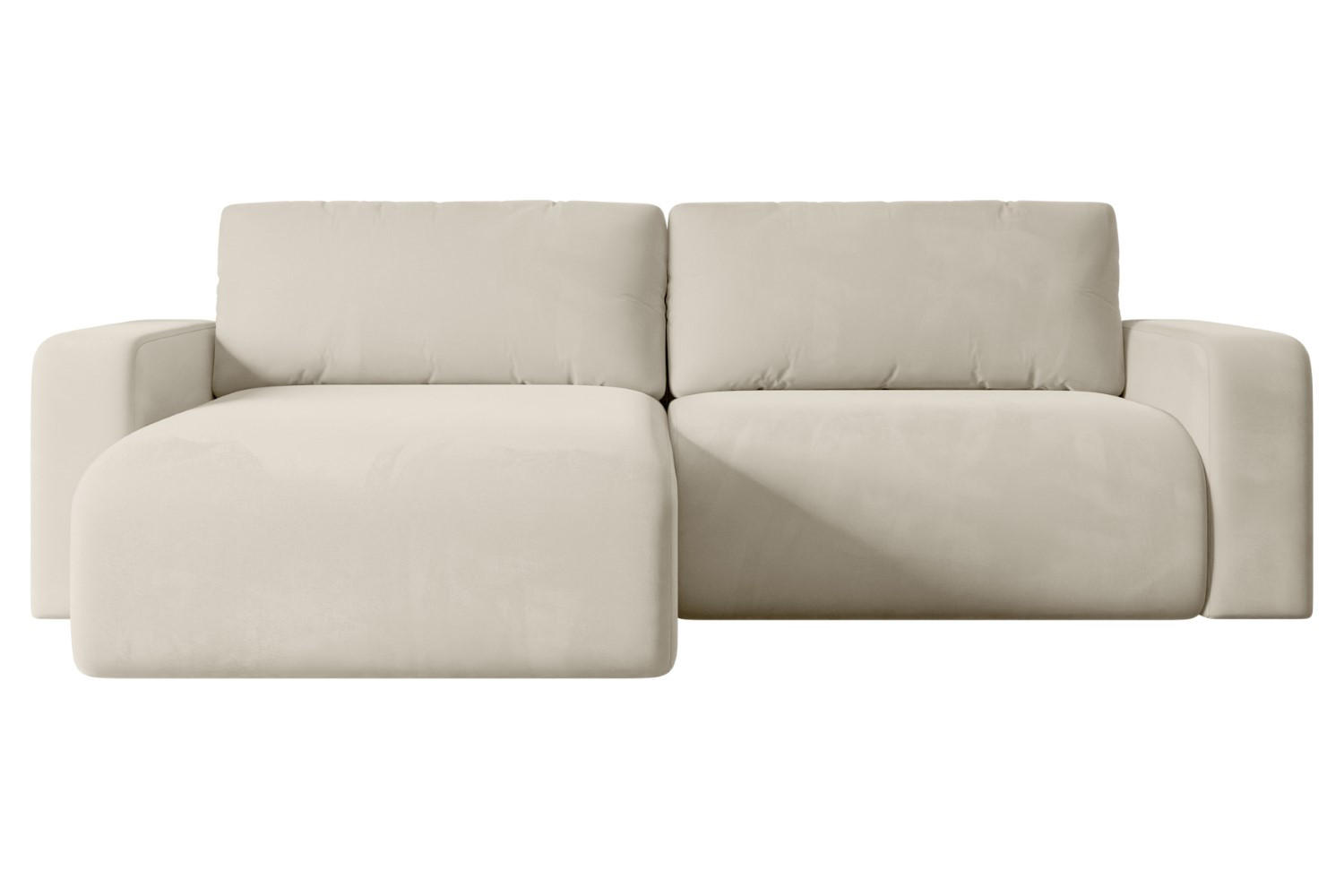 ECKSOFA mit Schlaffunktion und Bettkasten KLEEA-L - 247x143x83 cm Beige Velours - Beige/Schwarz, Holzwerkstoff/Kunststoff (247/143cm) - ALTDECOR