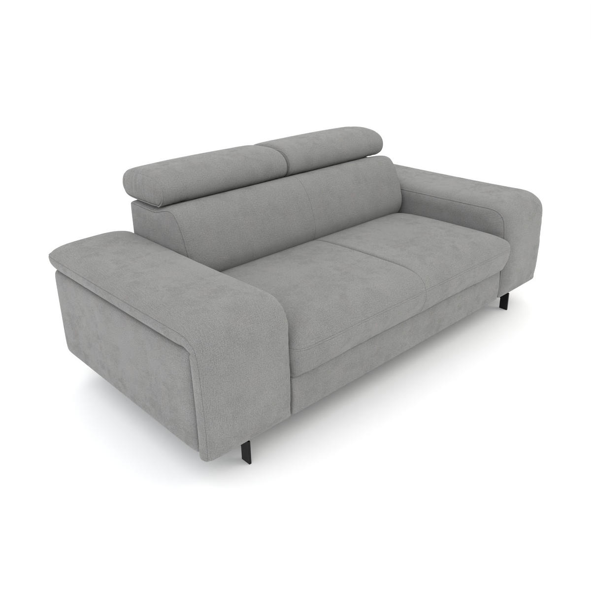 2,5-SITZER Vaasa Chenille Grau klappb. Kopfstützen 198/100/81 cm - Graphitfarben, Kunststoff/Textil (198/81/70cm) - foamnova