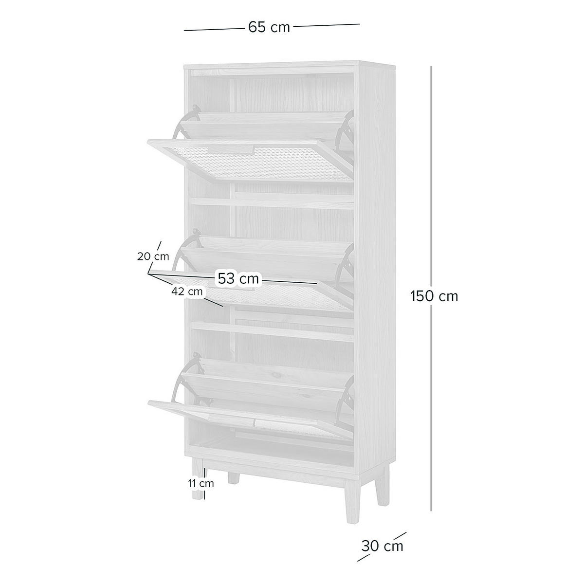 SCHUHKIPPER - Wiener Geflecht / Echtholzfurnier - Eichefarben, Naturmaterialien (65/150/30cm) - home24
