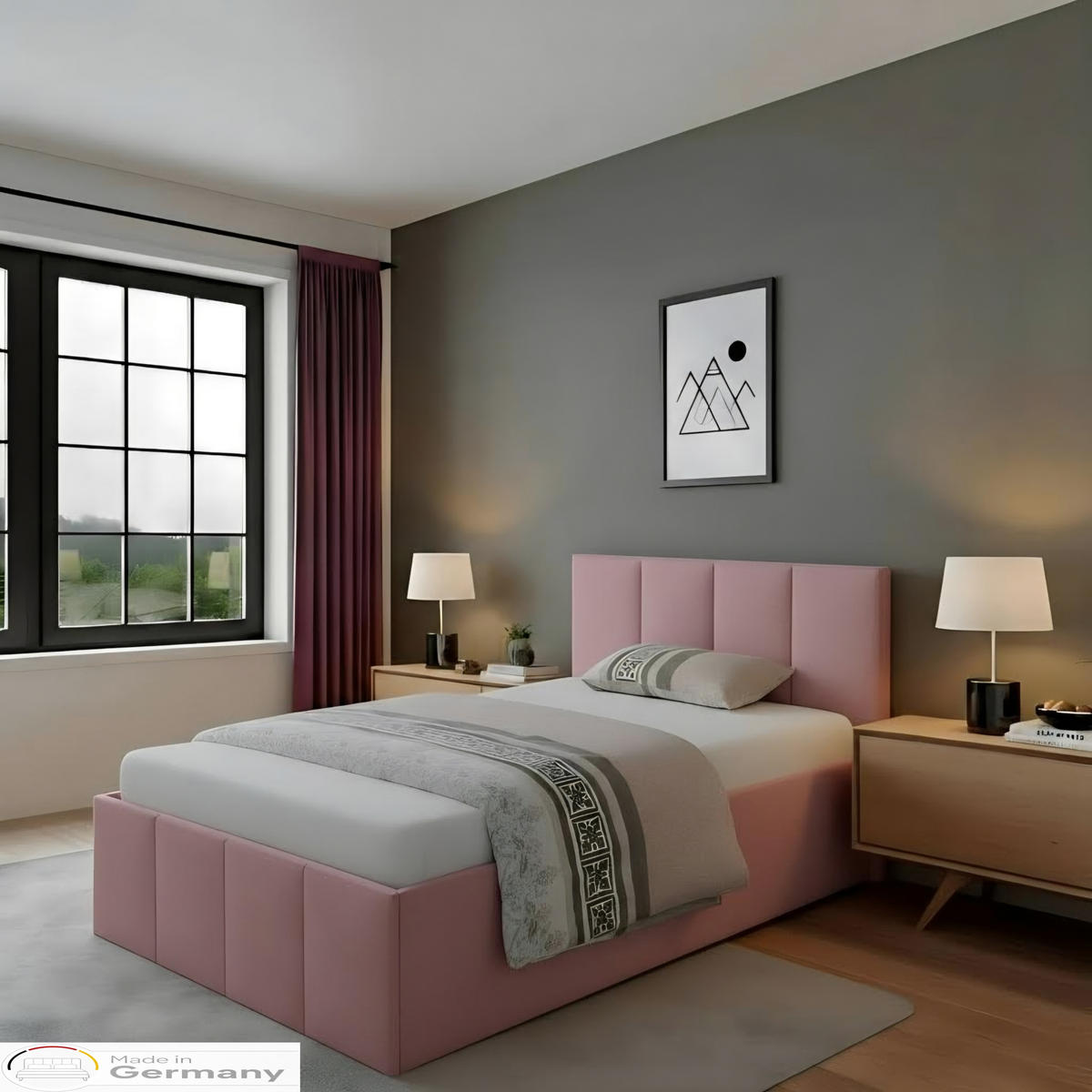 POLSTERBETT Dalas Rose 120 x 200 x 40 cm Bettkasten Mit hochwertiger Matratze H2 (bis 100 kg) und Lattenrost - Rosa, Holz (120/200cm) - Halmon Schlafkomfort Betten 