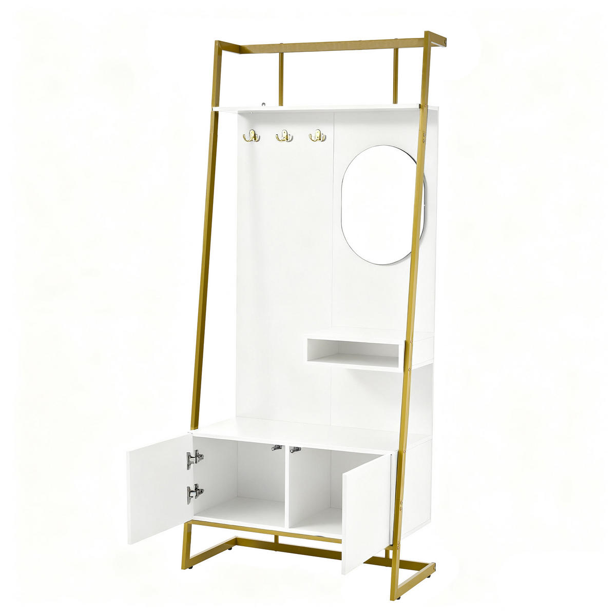 GARDEROBE mit Spiegel und Schuhbank 78 x 38,5 x 180,5 cm Weiß - Weiß, Holzwerkstoff (38.5/180.5/78cm) - Beauniv