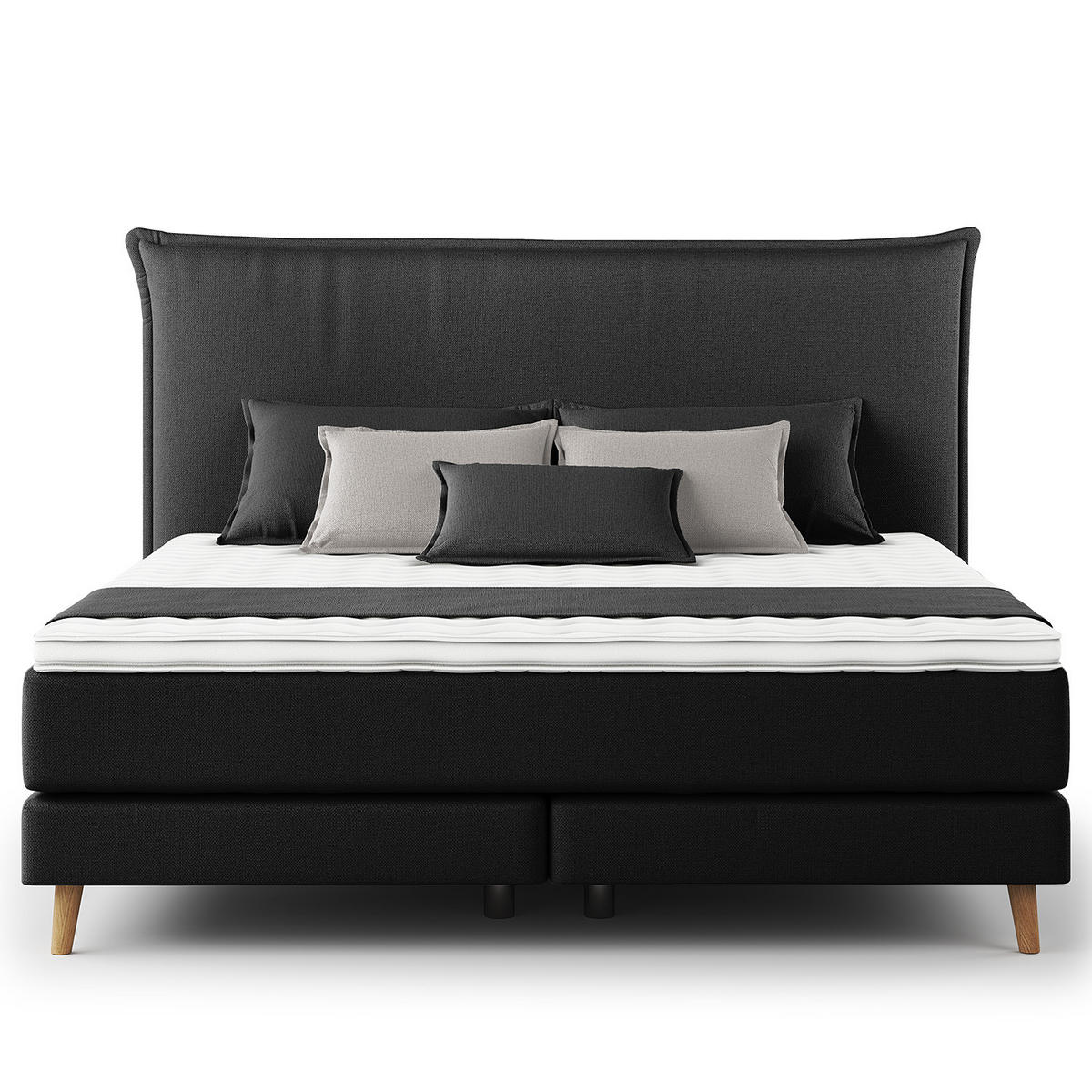 BOXSPRINGBETT - Klassisch - Schwarz, Holz (180/200cm) - home24