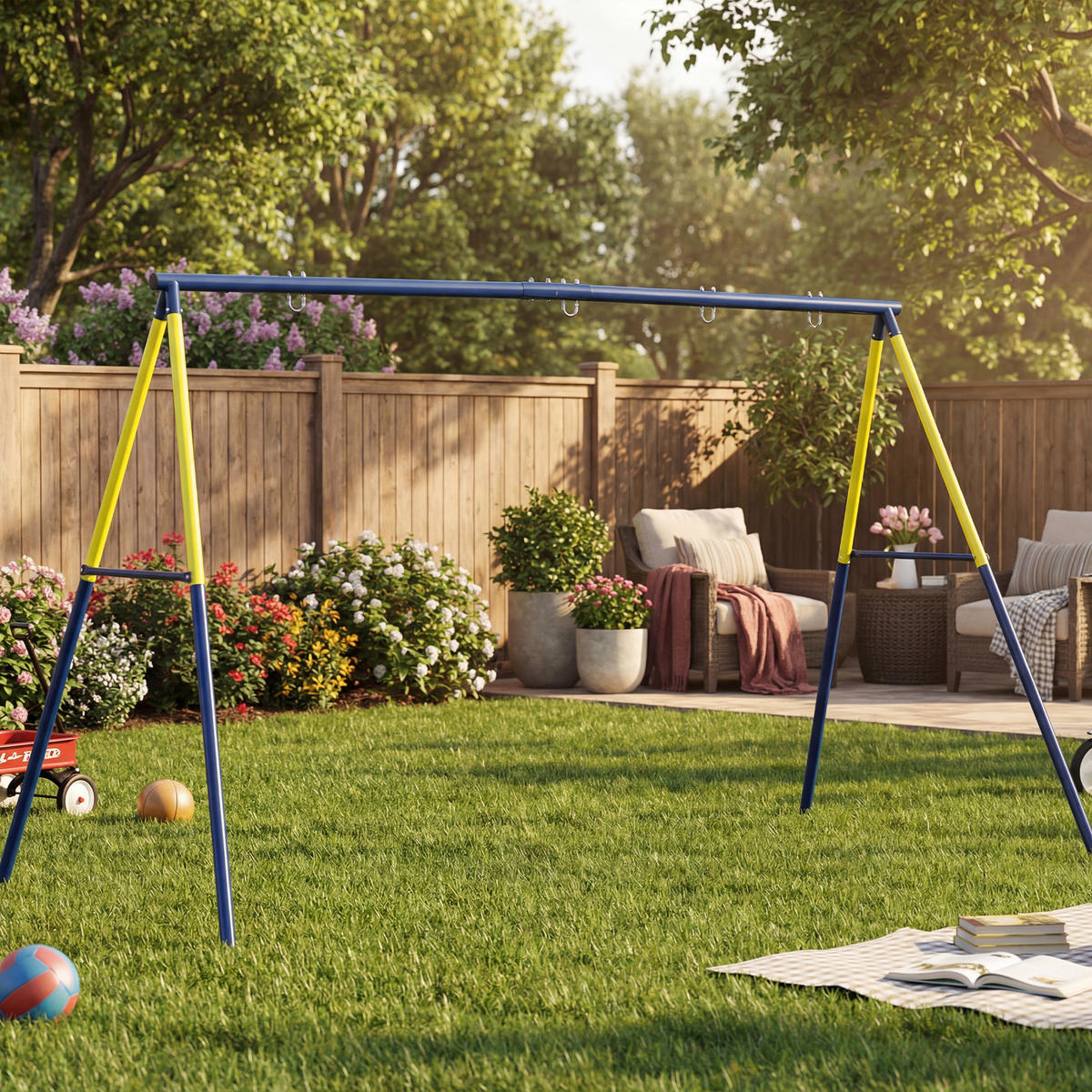 SCHAUKELGESTELL Stahl Blau - Blau, Metall (160/260cm) - AIYAPLAY