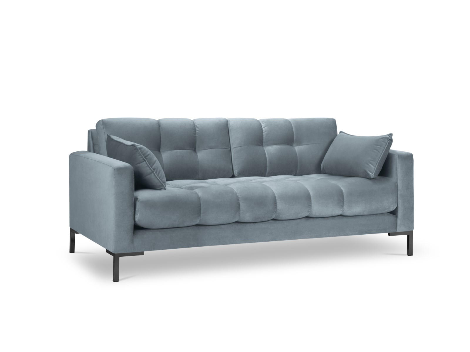 SOFA Mamaia aus Samt hellblau 3 Sitzplätze - Hellblau, Textil (92/75/177cm) - Micadoni