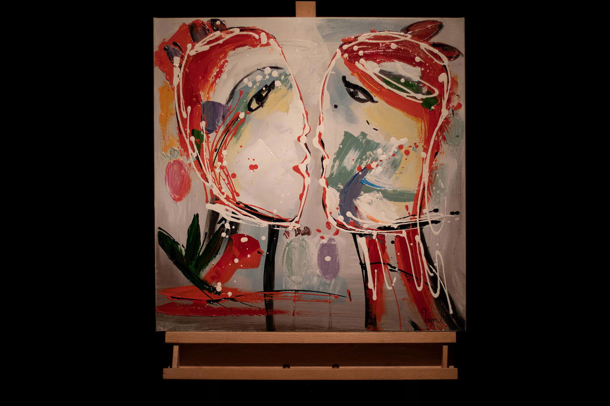 ÖLGEMÄLDE 60/60 cm - Multicolor/Orange, Holz/Textil (1.14/60cm) - KUNSTLOFT