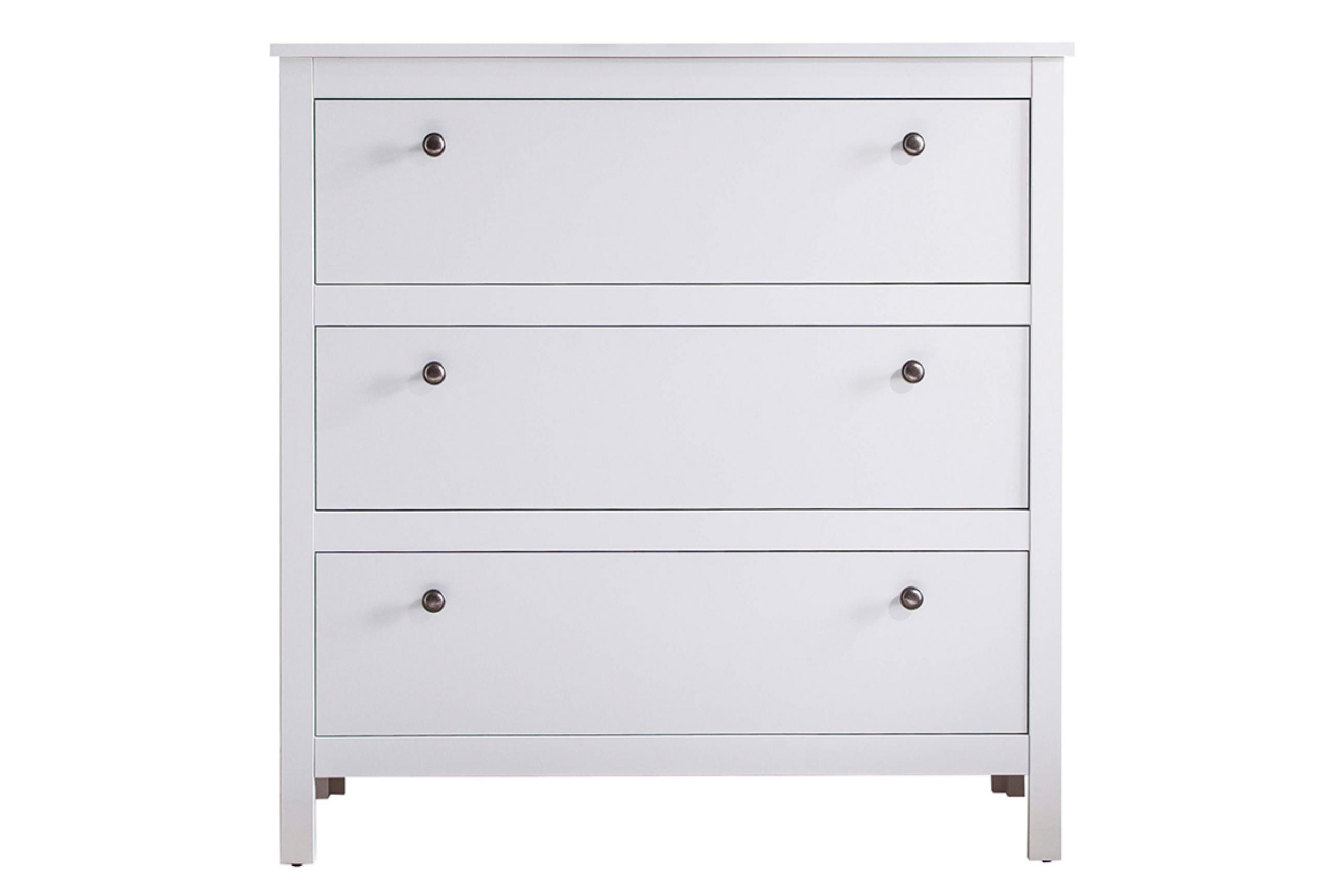 KOMMODE FARGE mit 3 Schubladen, weiß - Weiß, Holz (92/98/35cm) - KONSIMO®