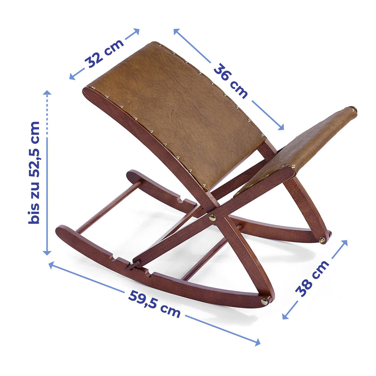 SCHAUKELFUSSBANK aus Holz Komfort 38/52,5/59,5 cm - Braun, Holz (52.5/59.5/38cm) - Maximex