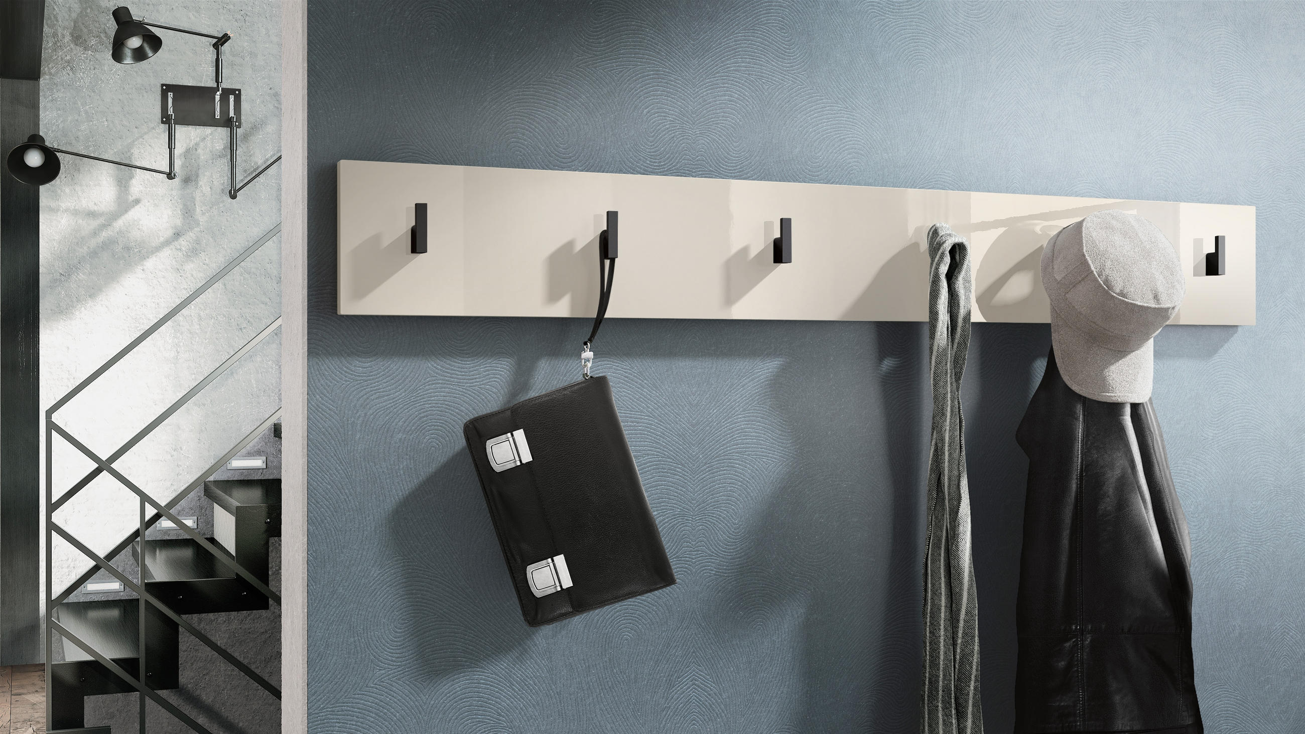 GARDEROBENPANEEL Linea Creme Hochglanz - Creme, Holzwerkstoff (110.5/14.5/3.5cm) - Vladon