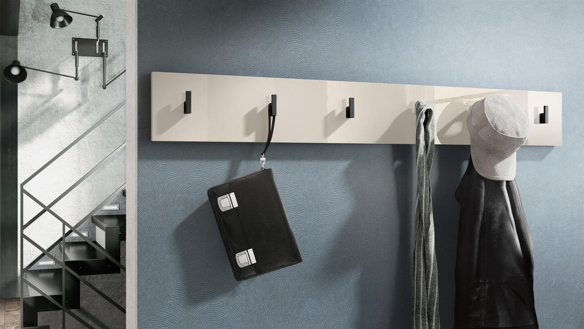 GARDEROBENPANEEL Linea Creme Hochglanz - Creme, Holzwerkstoff (110.5/14.5/3.5cm) - Vladon