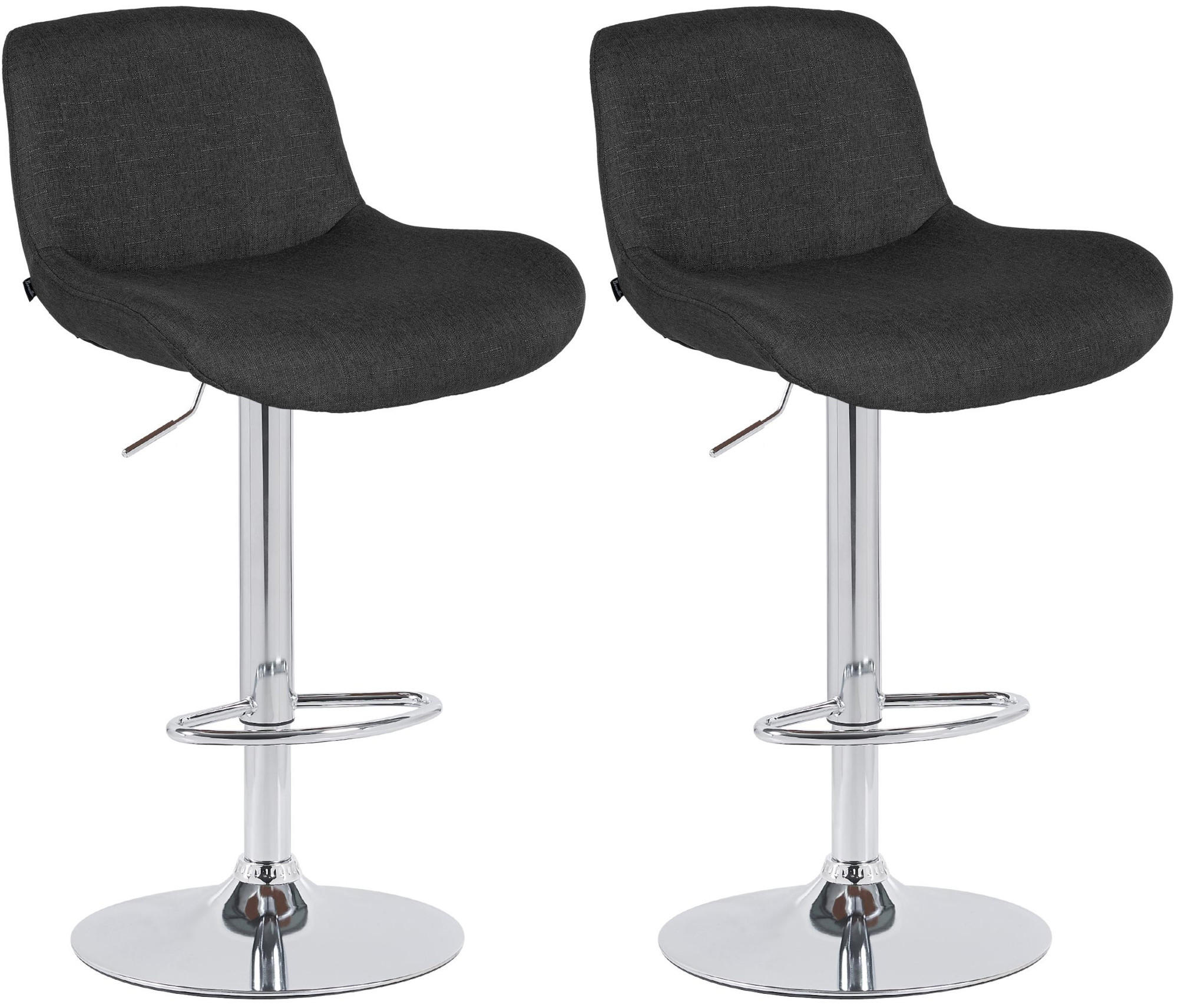 BARHOCKER 2er Set Stoff Schwarz - Chromfarben/Schwarz, Textil/Metall (50/85/50cm) - CLP