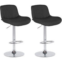 BARHOCKER 2er Set Stoff Schwarz - Chromfarben/Schwarz, Textil/Metall (50/85/50cm) - CLP
