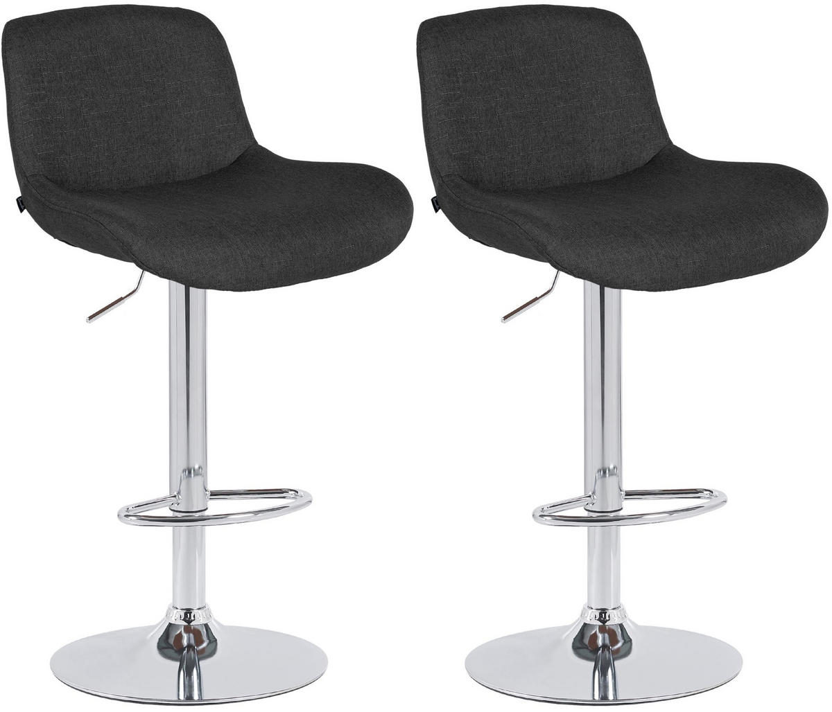 BARHOCKER 2er Set Stoff Schwarz - Chromfarben/Schwarz, Textil/Metall (50/85/50cm) - CLP