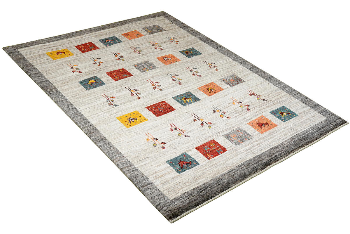 TEPPICH Rizbaf Beige 201/149 cm Schurwolle - Beige, Textil (149/201cm) - Looma