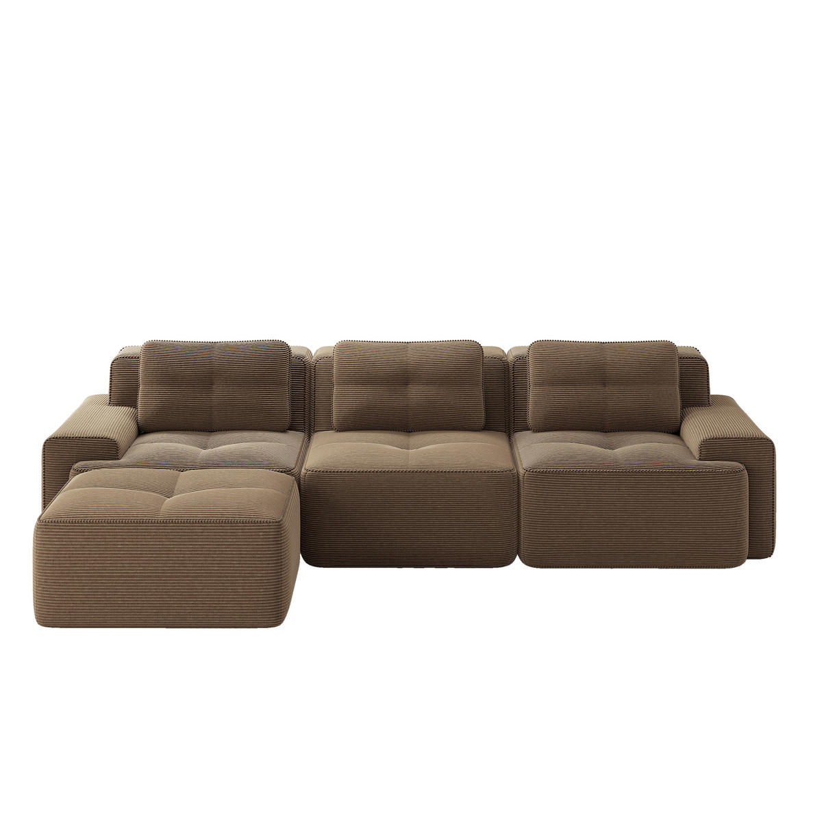 ECKSOFA DE-34113 3-Sitzer mit Ottoman Braun - Braun, Textil (177/293cm) - ComfortXL