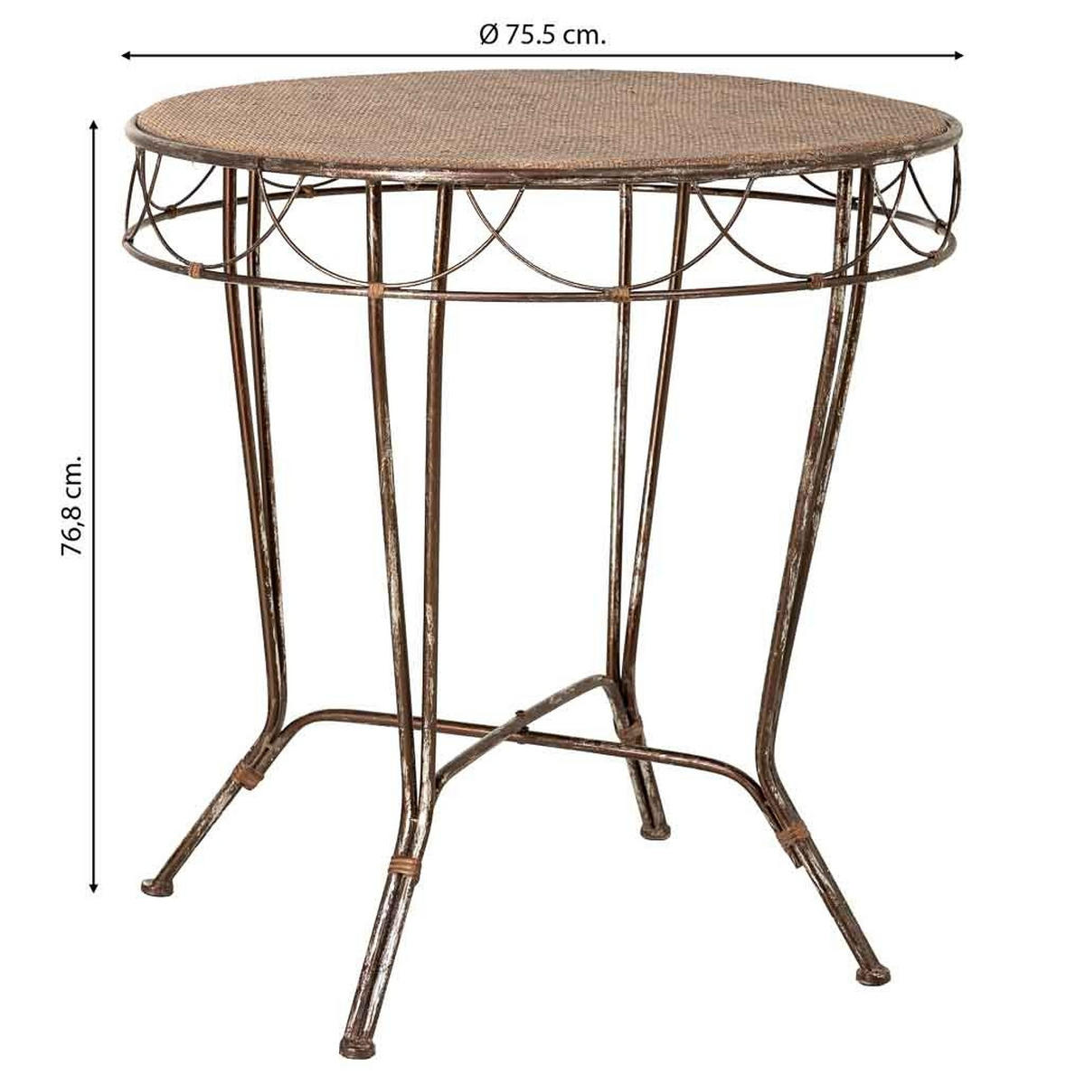 BEISTELLTISCH aus Metall, 76x77cm - Braun, Metall (75.5/75.5/76.8cm) - Wanderlust