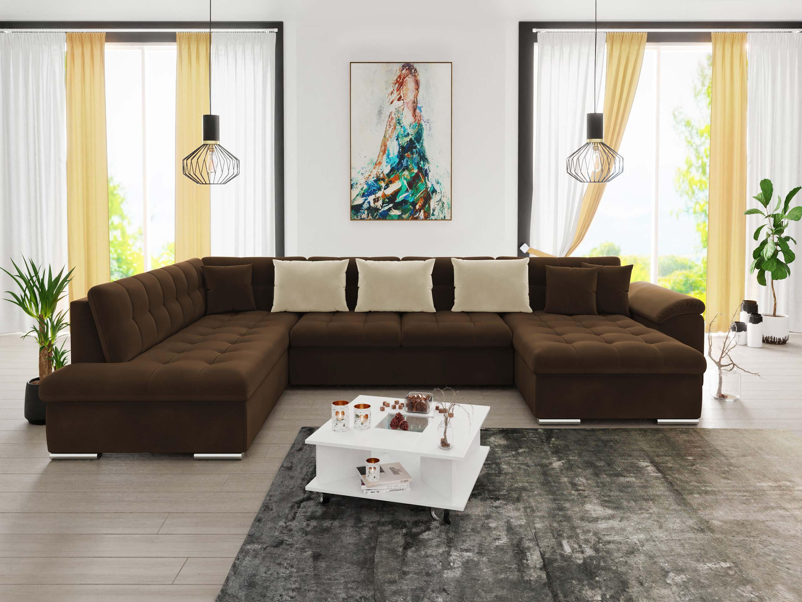 WOHNLANDSCHAFT Niko Bis, Seite: Rechts - Braun, Holz/Textil (348/76/205cm) - MIRJAN24