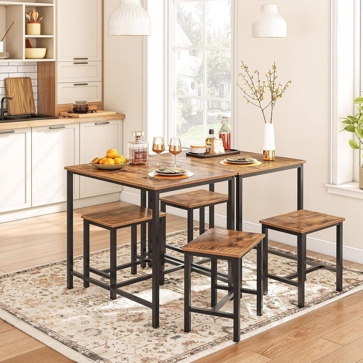 BARTISCH-SET mit 2 Hockern Vintagebraun 80 x 60 cm - Braun, Holzwerkstoff (60/75/80cm)