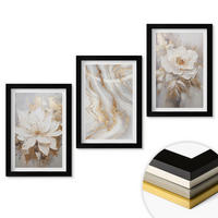WANDBILDER 3er-Set - 20x30 cm Schwarzer Rahmen - Abstrakte Blumen aus Marmor - Schwarz, Kunststoff (20/30cm) - ArtPrintCave