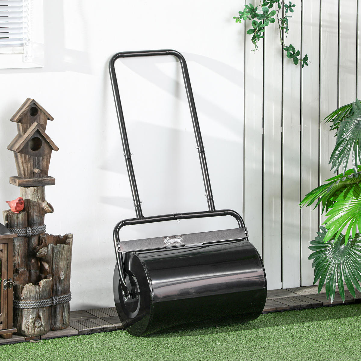 RASENWALZE DE-10119 U-Griff, 32 cm, 38 L Füllvolumen Schwarz - Schwarz, Metall (32.5/113/58cm) - ComfortXL