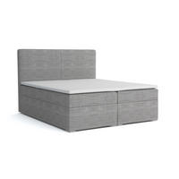 BOXBETT LOFT III 160/200 Cord Hellgrau mit Bonell-Federkernmatratzen H3 - Hellgrau, Holz/Holzwerkstoff (160/200cm) - Deine Möbel 24