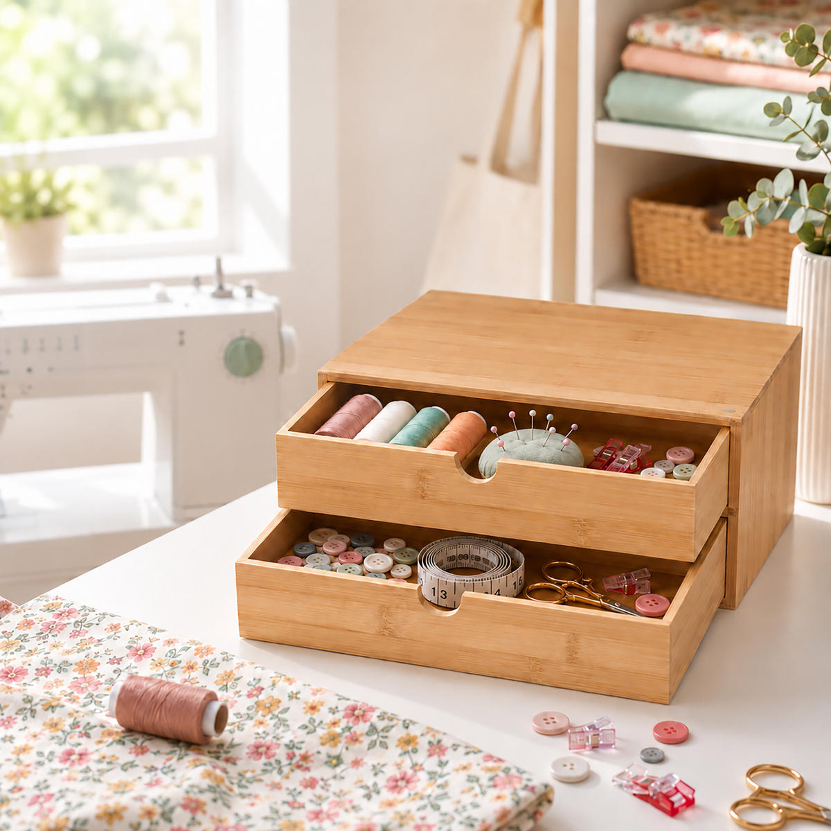 SCHUBLADENBOX Natur Bambus - Hellbraun, Holz (21/33/13.5cm) - Relaxdays