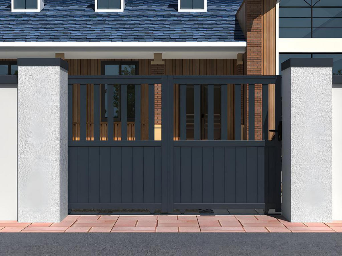 SCHIEBETOR - 327cm x 4.5cm - Aluminium - anthrazitgrau - TARNOS II - Anthrazit, Metall (327/140cm) - Vente-Unique