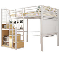 HOCHBETT 140/200 cm Weiß aus MDF und Metall mit Stauraum - Weiß, Metall (140/200cm) - OKMYHOME