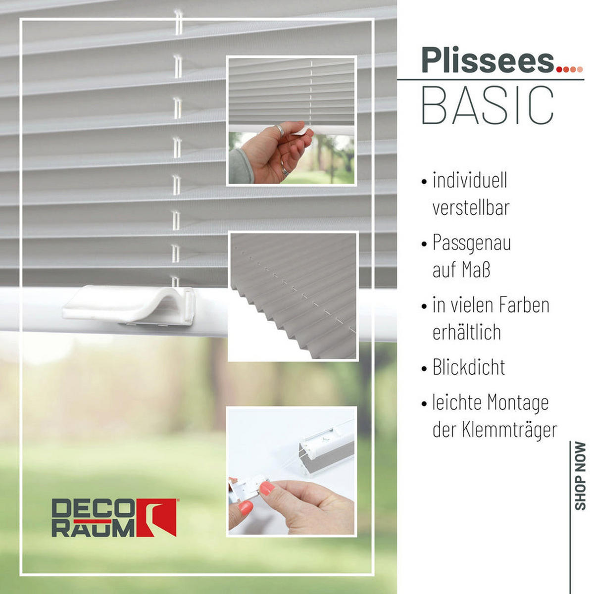 PLISSEE Basic ohne Bohren - Silberfarben, Textil (75/210cm) - Deco-Raum