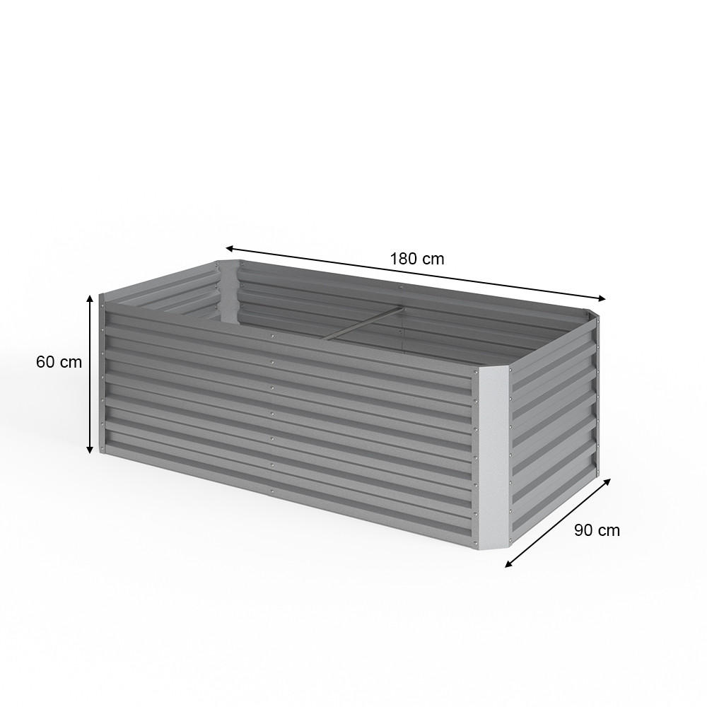 Thumbnail - OK-Living Hochbeet, Silber, Metall, Rechteckig, 180x90x60 cm, Gartenzubehör, Hochbeete