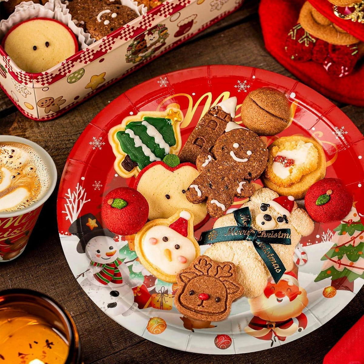 PARTYGESCHIRR Set Weihnachten 82-teilig für 20 Personen - Multicolor, Papier (22/22/4cm)