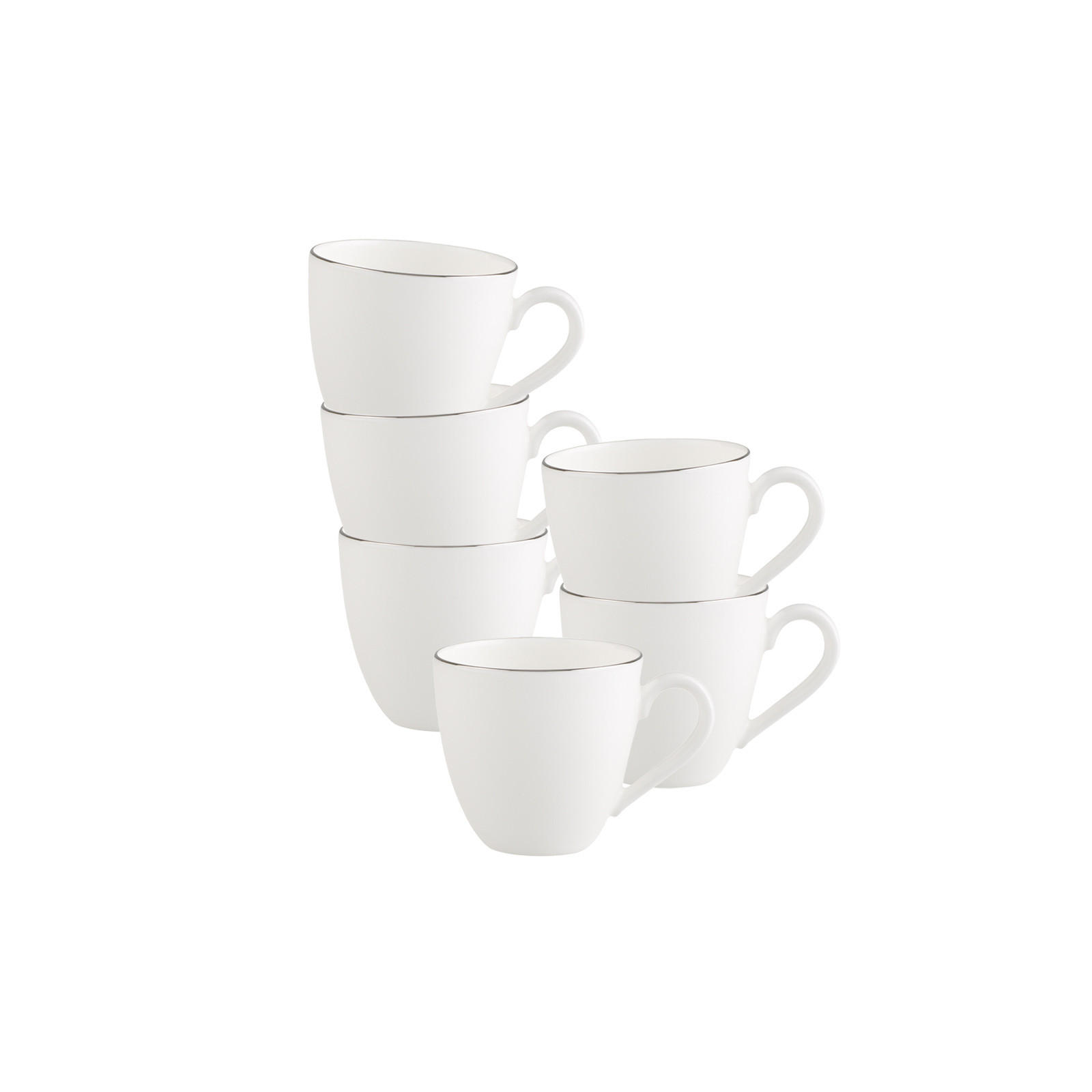MOKKA-/ESPRESSOTASSEN Anmut Platinum No.1 weiß 60 ml 6er Set - Weiß, Keramik (0.06L) - Villeroy & Boch