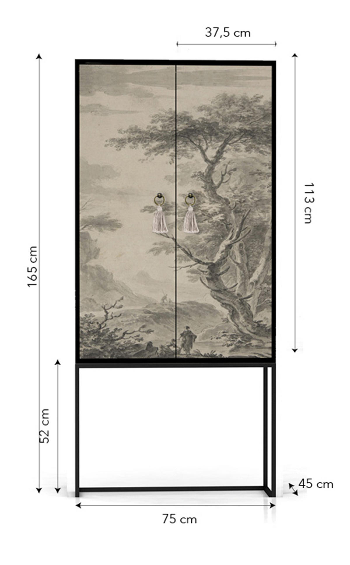 HIGHBOARD aus MDF ALVA WASHER WOMAN - Beige/Schwarz, Holzwerkstoff (75/164.5/45cm) - RNT By Really Nice Things