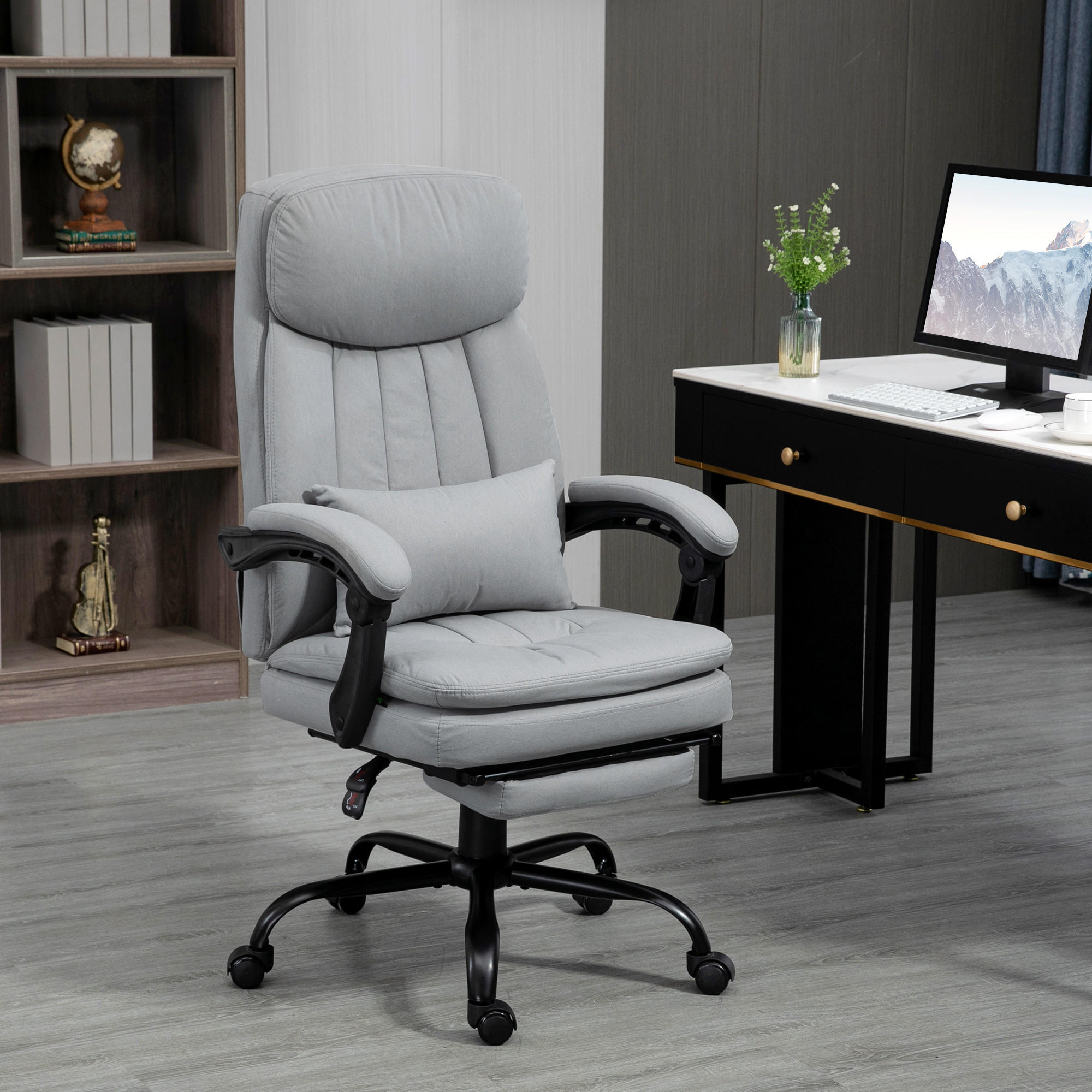 MASSAGE-BÜROSTUHL, Polyester, Stahl, Grau - Grau, Kunststoff/Metall (67/118/66cm) - Vinsetto