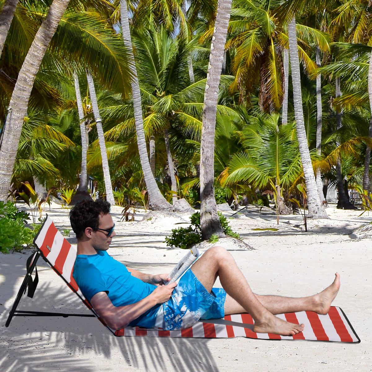 FALTBARE STRANDLIEGE, 142 x 51 x 40 cm, Stahl, Oxford, Rot - Rot, Kunststoff (51/40/142cm) - Outsunny