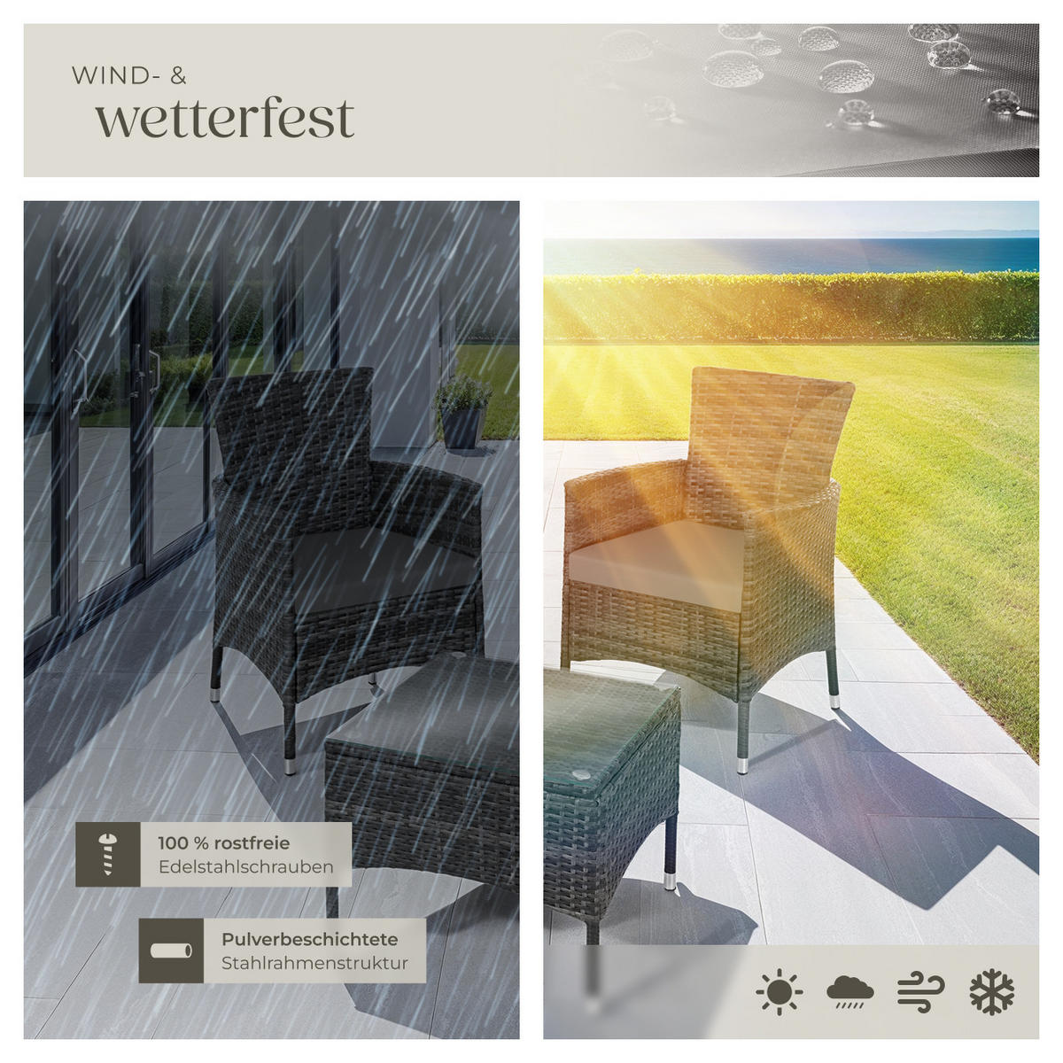 RATTANSET Luzern,2 Bezugssets,grau - Grau, Kunststoff - tectake