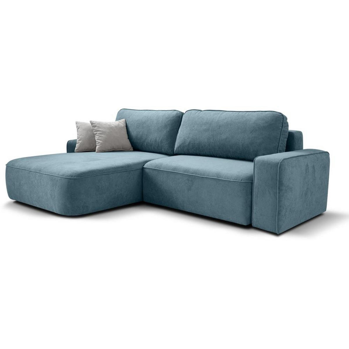 ECKSCHLAFSOFA Torre blau velours links - Blau, Textil (258/171cm) - Beautysofa