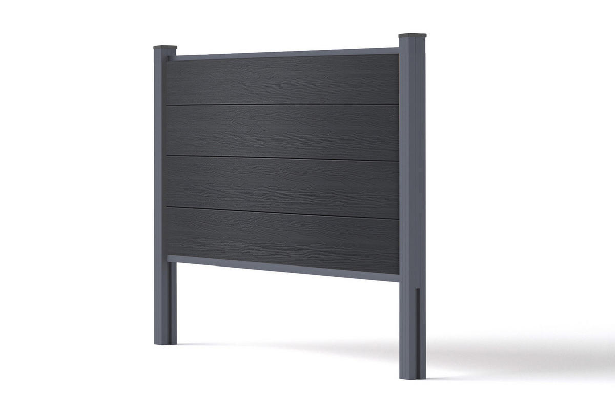 VERBUNDZAUN 2 m STOCKHORN, H. 90 cm, zum Einbetonieren, grau - Grau, Holzwerkstoff (200/90cm) - Casanoov