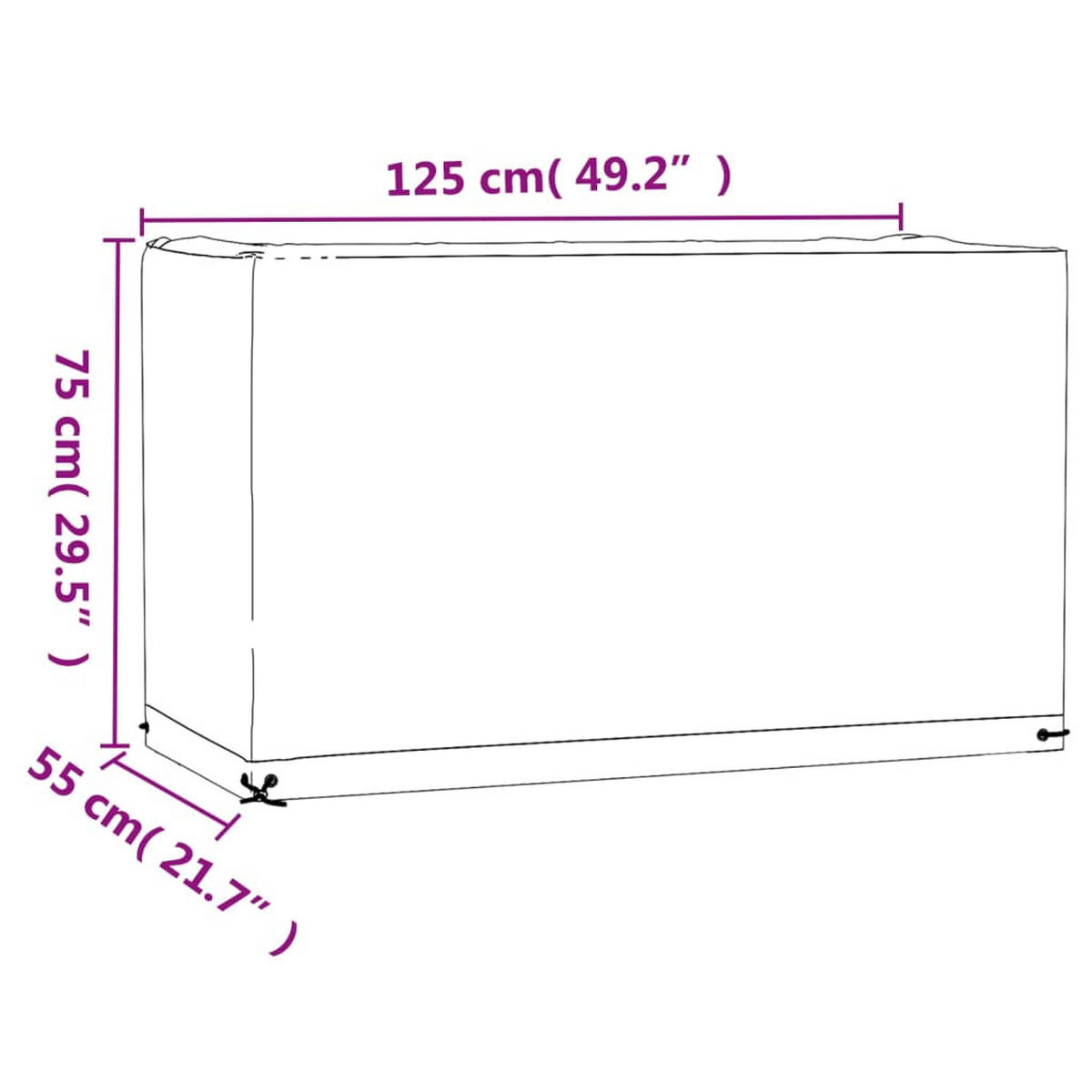 GARTENMÖBEL-ABDECKUNG 8 Ösen 125/55/75 Cm Rechteckig - Schwarz, Kunststoff (125/55/75cm) - vidaXL