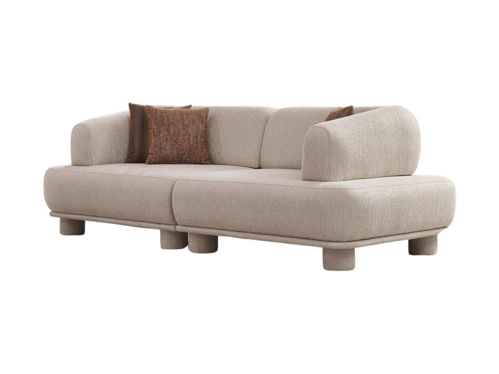 SOFA Solano 3-Sitzer Bouclé Creme - Creme, Holz/Textil (265/85/106cm)
