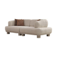 SOFA Solano 3-Sitzer Bouclé Creme - Creme, Holz/Textil (265/85/106cm)