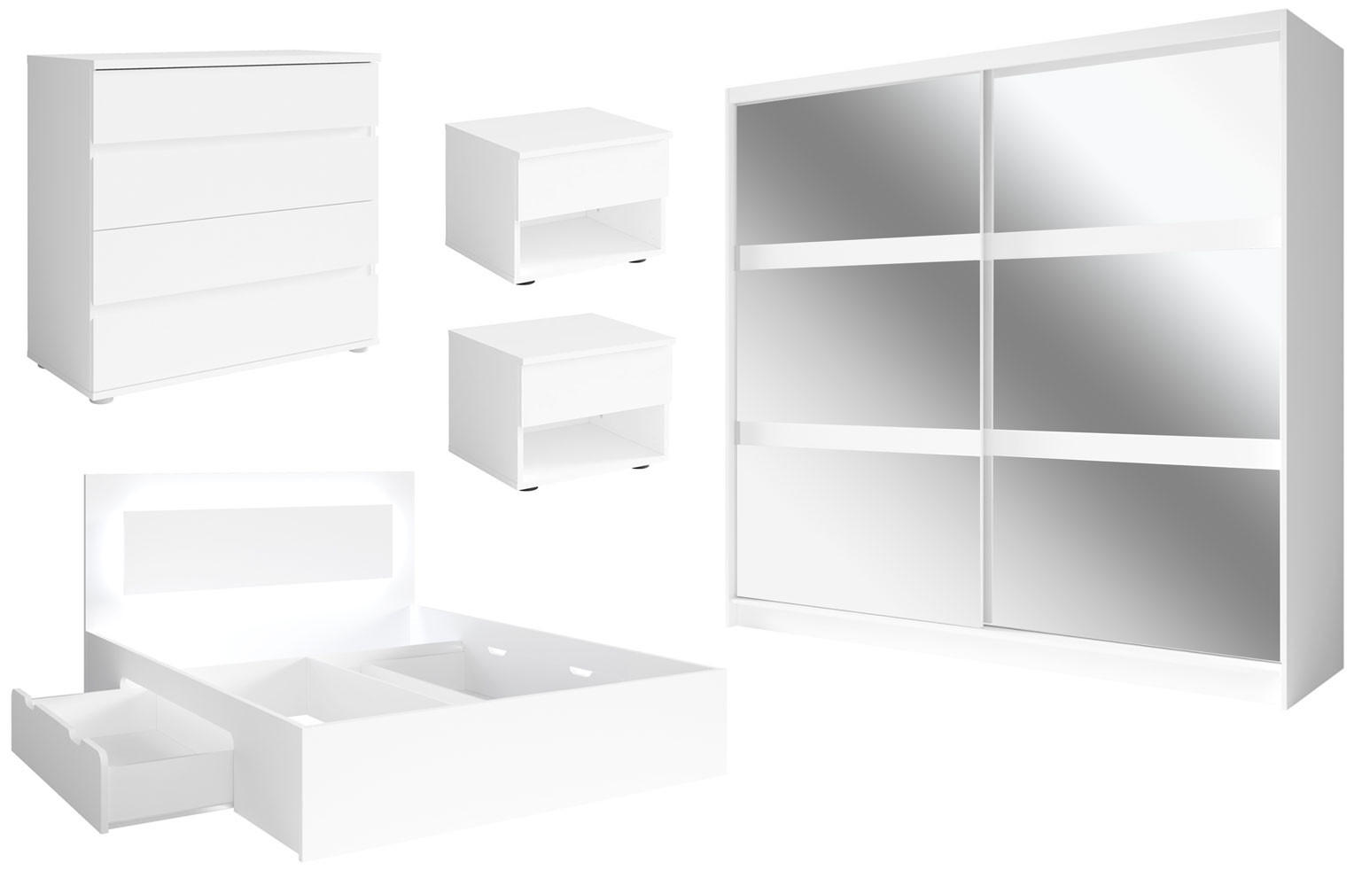 Feldmann-Wohnen Schlafzimmer-Set Weiß 140x200 cm