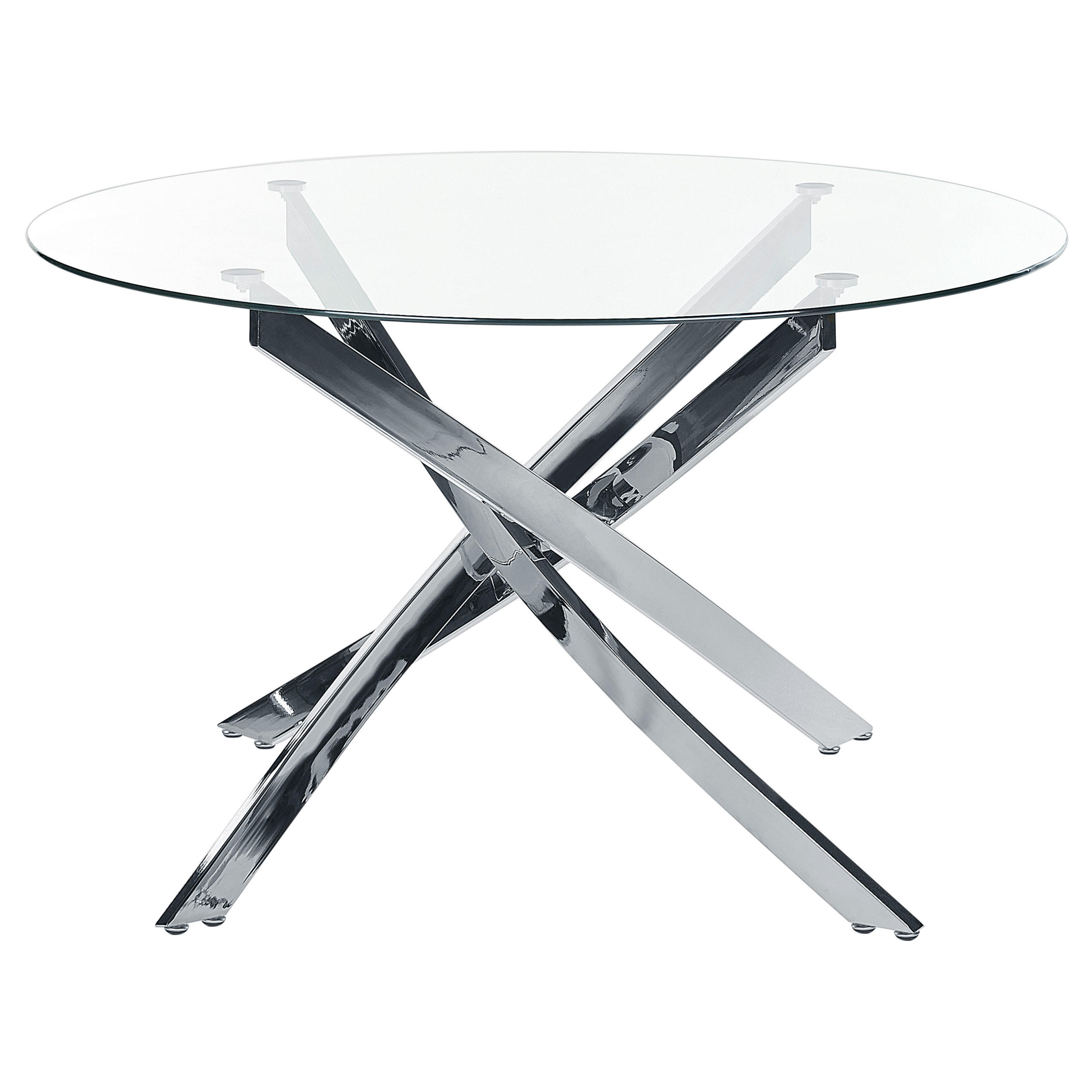 ESSTISCH 120/75 cm Silberfarben, Transparent Rund Maramo - Silberfarben, Glas (120/120/75cm) - Beliani