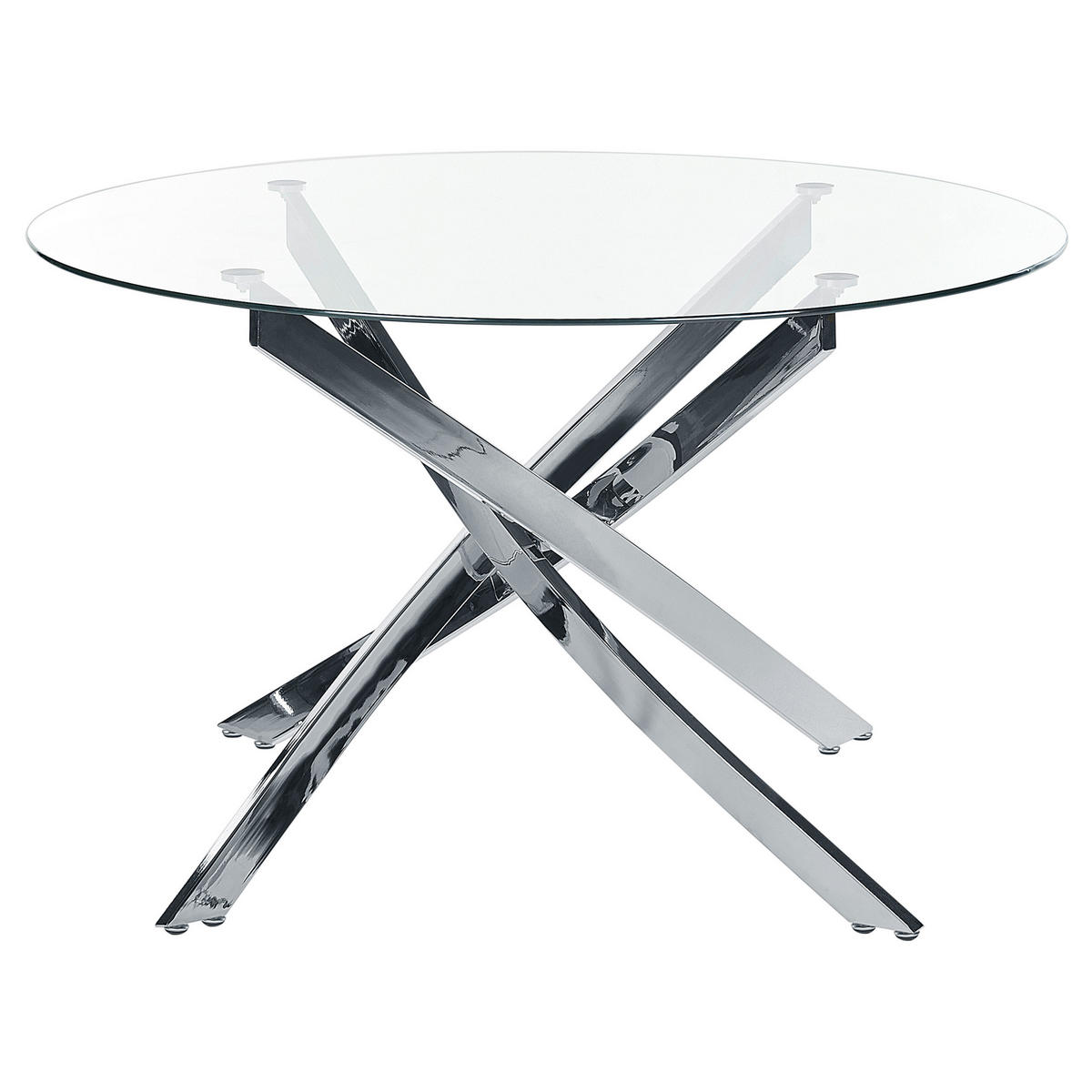 ESSTISCH 120/75 cm Silberfarben, Transparent Rund Maramo - Silberfarben, Glas (120/120/75cm) - Beliani
