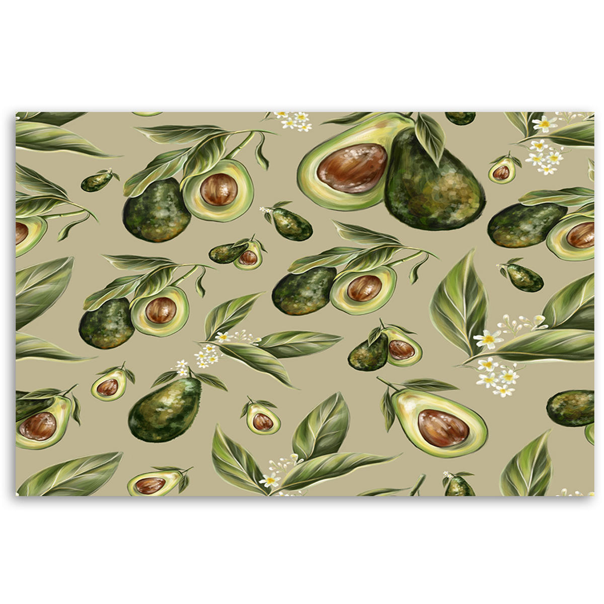 WANDBILD avocado hälften - Beige, Textil (60/40cm) - Feeby